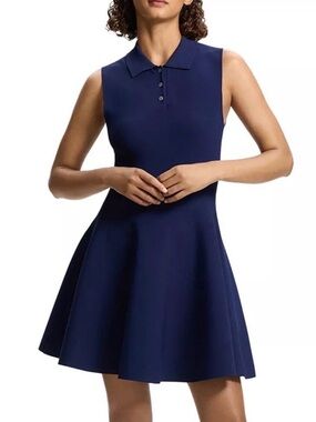 NWT Theory Sleeveless polo collar A-line, navy, knit dress